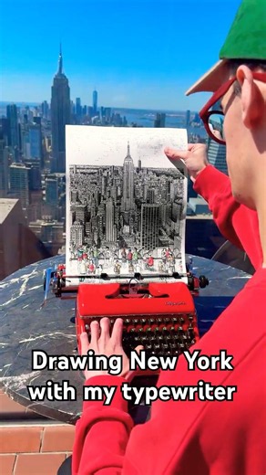 4 WEEKS of typing New York's Most Famous View | ASMR Art #art #satisfying