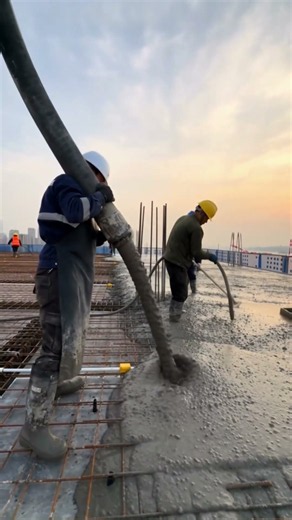 Concrete pouring on the bridge deck