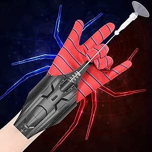 Spider Web Shooter Toy 2.0 Upgrade,Spider Silk Launcher Wrist Toys, Realistic Web Launcher String, Cool Gadgets String Gloves Shooters Toy for Superhero Role-Play (Black)
