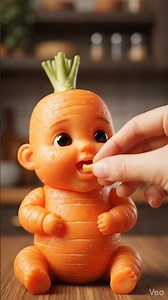 Cute carrot baby enjoying a tiny snack 🥕👶❤️