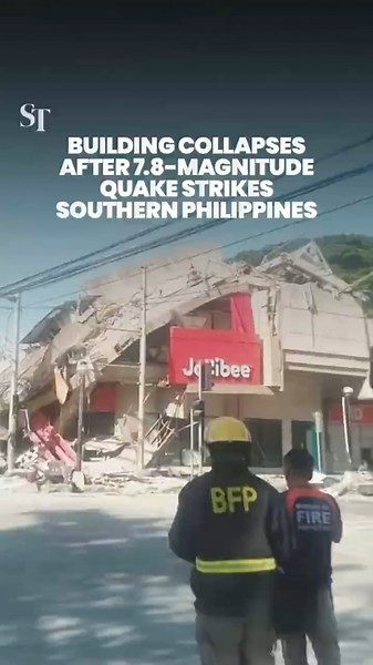 Building collapses after 7.8-magnitude quake strikes southern Philippines