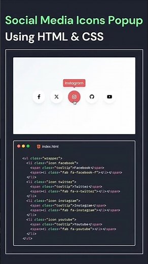 🔥 Social Media Icons Popup Effect Using HTML & CSS #coding