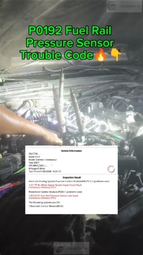P0192 Fuel Rail Pressure Sensor Low Input DTC🔥⚡👇👀.