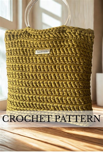 Crochet Bag Pattern – Olive Loop Bag – Modern Green Tote With Metal Handles – PDF Crochet Handbag Tutorial for Beginners - Etsy