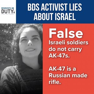 75K views · 336 reactions | One lie leads to another. They start with IDF soldiers carrying AK47s (lie) and end up calling Israel an apartheid state or occupying power (lies). And then you realize that the entire anti Israel claim is based on lies. Dont let it continue, share the truth. | Reservists On Duty | Facebook