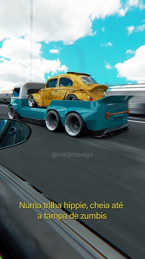 KOMBI 6X6??🔥🔥🔥.Sim, é loucura demais, e não tente adivinhar como o Fusca foi parar ao em cima 😁#beetle #widebody #kombi #T1 #rob3rtdesign