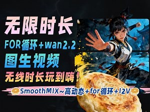 好马配好鞍！Wan2 2无线时长图生视频~高动态+for循环 无线时长玩到嗨！