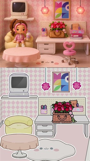 💖 Toca Boca Cute Pink Study Room Ideas 🌸✨ | Aesthetic Workspace Tour | Toca Life World #Shorts