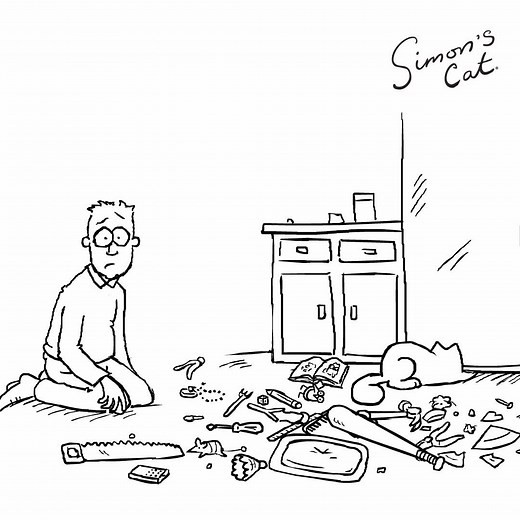 When your cat helps out with spring cleaning! 🙄 🐱 (Click for Sound) | Simon's Cat