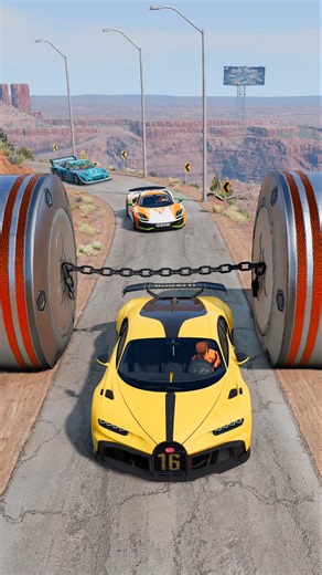 Cars & School Bus vs Chained Hydraulic Crush #6 - BeamNG.Drive