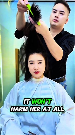 When the haircut was finished, the girl was surprised #shortsfeed #shorts #trending