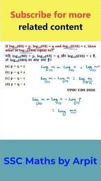 Use addition and subtraction property of Logarithm #ssc #maths #ssccgl