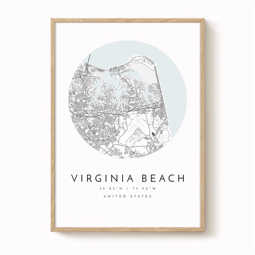 Virginia Beach City Map, Map of Virginia Beach, Home Town Map, City Map, Virginia Beach Print, Wall Art, Virginia Beach Virginia, Mapologist - Etsy UK