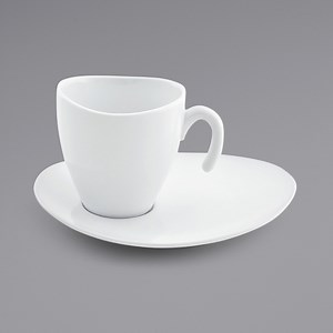 Front of the House Ellipse 8 oz. White Porcelain Cup and Saucer Set - 6/Case