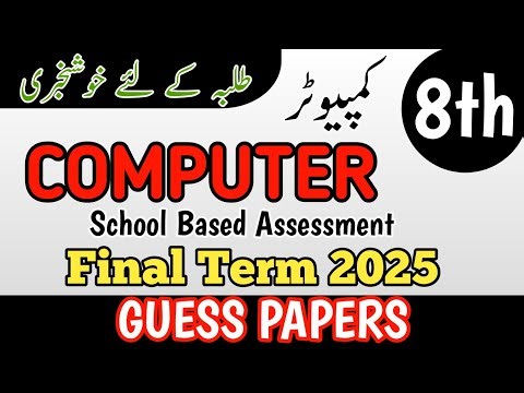 Class 8 Computer Guess Paper Annual Term School Based Assessment 2025 | 3rd Term paper 8 Class