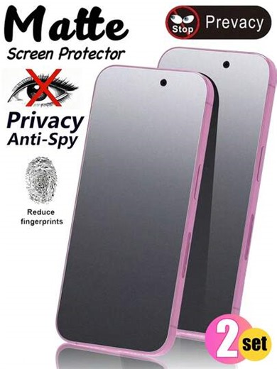 2 Packs - Matte Privacy Screen Protector For IPhone 16. Ceramic Matte Privacy Screen Protector, Anti-Glare, Anti-Fingerprint, Non-Glass Material, Bubble-Free, Silky Smooth Touch, Effectively Protects Privacy, Compatible With IPhone 17 Pro Max/17 Pro/17 Air/17e/16 Pro Max/16 Pro/16 Plus/16e/16/15/14/13/12/11. A Must-Have For Daily Life And Office Use, This Phone Accessory Is Compatible With Phone Cases. | SHEIN