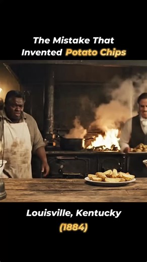 AI Time Tales on Instagram: "The world’s favorite snack started as a mistake. 🥔🔥 In 1853, a frustrated chef named George Crum sliced his potatoes paper-thin to spite a complaining customer… but instead, he created the world’s first potato chip. From a tiny kitchen in Saratoga Springs to a global food phenomenon — this is the real origin story of the potato chip. Watch how one moment of irritation changed snacking forever. #potatochips #snackhistory #foodinventions #reelstory #historyfacts #geo