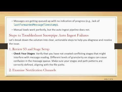 Troubleshooting Snowpipe Auto Ingest Failures