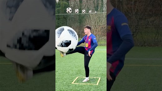 Soccer player tests the minimum ball size for perfect control