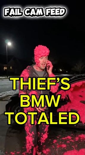 Thief’s BMW Became a Pink Foam Volcano. #bmw #funny #shortsfeed #shorts