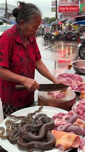 Extreme Wet Market in Asia – Snakes & Meat Butchered Fresh!