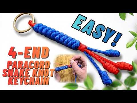 How to Make a 4-End Paracord Snake Knot Keychain | EASY Tutorial!