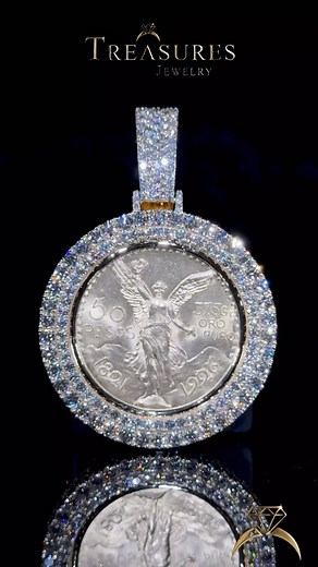 Treasures Jewelry on Instagram: "*Make it your own. This 50 Pesos gold coin pendant can be customized with Your choice of diamonds and a diamond bezel for an extra sparkle.✨ ✨ #claritycount #treasuresdiamonds #50pesos #goldcoin #18k #diamondpendant #customjewelry #coinjewelry #centenario #bling #luxuryjewelry #instajewelry #icedout #pendant"