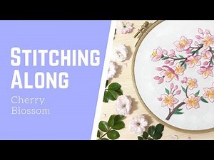 ASMR Silent stitching 🍒 Sakura Blossom 🌸 Sounds of Needle and Threads 🪡 Hand Embroidery Pattern