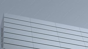 Modern architectural design of abstract structure windowless,walls on sky horizon. Tall structure made of blocks,animation,3D render