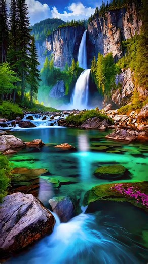 4K Live Wallpaper: Crystal Waterfalls & Mystic Blue Rivers