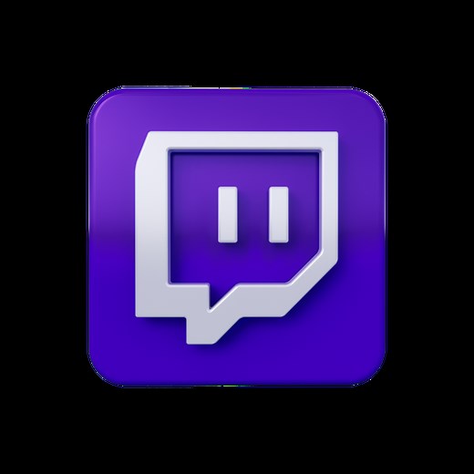 Download Twitch isolated logo violet icon with transparent background, cut out face colorful symbol floating in 3D rendering. Twitch is a big live streaming and video platform