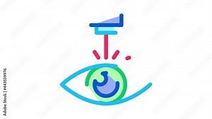 Eye Laser Correction Device Icon Animation. color Medicine Clinic Optometry Ray For Correct Eye Vision animated icon on white background Stock Video
