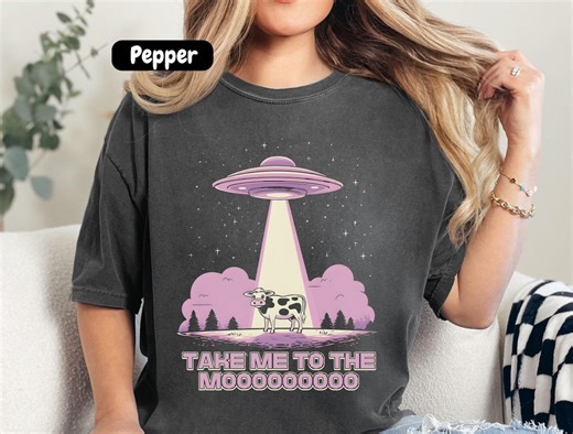 UFO Cow Abduction Shirt, Take Me to the Moooo, Retro Graphic Alien Tshirt, Farm Animal Lover Gift, Oversize Comfort Color Cotton Tee - Etsy