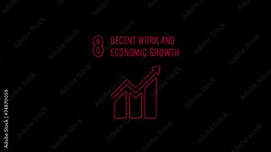 Sustainability, 17 goals, sustainable development; goal 8, decent work and economic growth, handwritten icon animation Stock Video