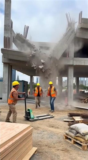 The Floor Just Dropped Under Them 😳🏗️ #shorts #construction #collapse