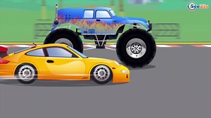 Monster Truck VS Real Racing Car - Cartoon Video For Kids