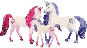 Schleich Bayala - 3CT Mandala Unicorn Family Playset - With Mom, Dad and Cute Baby Unicorn Figurines - Magic Horse Toys for Girls and Boys - Imaginative Play Figures for Kids 5+