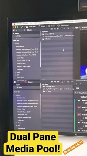 Dual Pane Media Pool in DaVinci Resolve 18.1 | New Feature!
