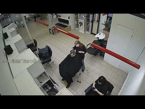 WEBCAM: Nice buzzcut by pretty barberette with long hair