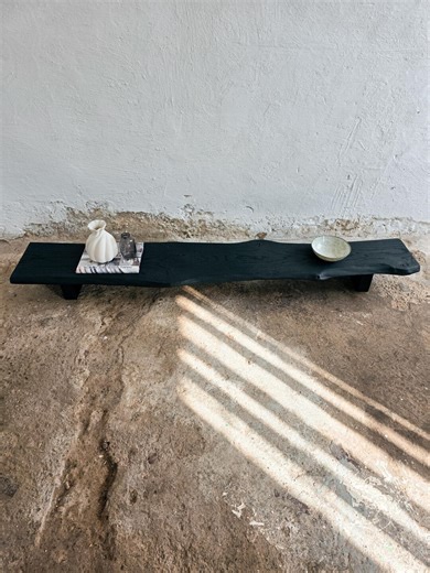 Black Display Stand Low Console Table Wood Slab Display Board Decorative Wabi Sabi Bench Japanese Solid Wood Furniture Low Wood Slab Table - Etsy