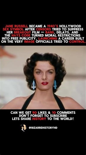 Hollywood Tried To Hide Jane Russell But Made Her A Sex Symbol #history #hollywood