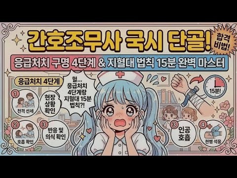 간호조무사 국시 단골! 응급처치 구명 4단계와 지혈대 법칙 15분 완벽 마스터 #간호조무사시험 #간호조무사자격증 #간호조무사요약정리 #간호조무사강의