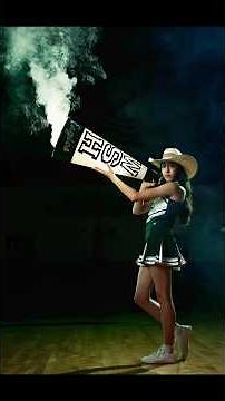 Adding a light in the megaphone for extra effect! Cheerleading pose idea!
