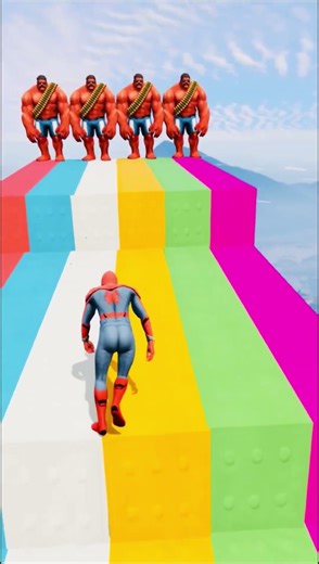 GTA 5 Epic Ragdoll Spiderman Jump Fails Parkour #shorts