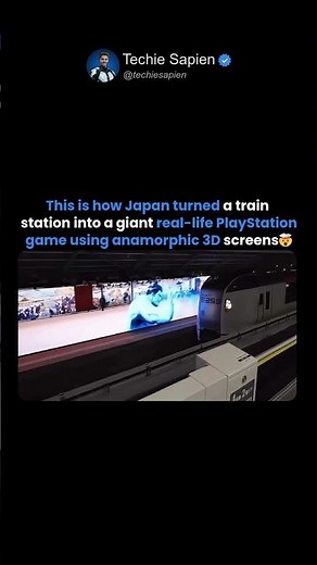 Japan’s Train Station Turns Into a Giant PlayStation Game Using 3D Anamorphic Screens 🤯