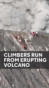1.6M views · 6.1K reactions | A group of hikers were captured by a drone scrambling down the side of Mount Dukono in Indonesia, after an active volcano erupted behind them. A local guide said they ignored a ban on entering the area and warned other climbers against making the perilous journey.#Hiking #Indonesia #Volcano #Channel4News | Channel 4 News | Facebook