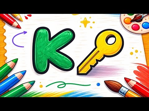🅺 How to Draw Letter K | K is for Key 🔑 Easy ABC Drawing