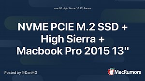 NVME PCIE M.2 SSD   High Sierra   Macbook Pro 2015 13"