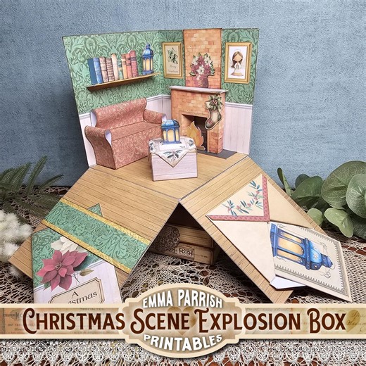 Christmas Explosion Box Printable Kit, DIY Gift Card Holder, Handmade Holiday Gift Box, Papercraft, Christmas Packaging - Etsy