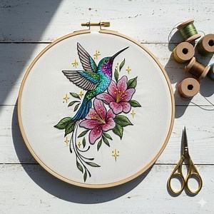 Floral Hummingbird Hand Embroidery, Bird Embroidery Design, Instant Download (PDF Template) - Etsy